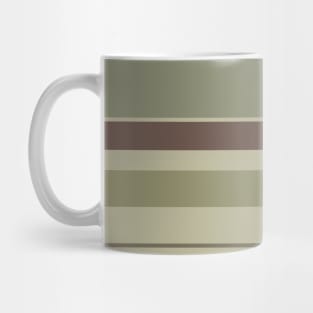 A superior farrago of Quincy, Grey Brown, Camouflage Green, Putty and Artichoke stripes. Mug